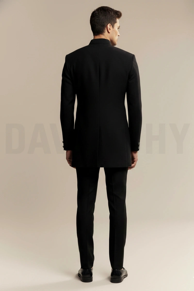 Premium Black Formal Jodhpuri Suit for Men-Back