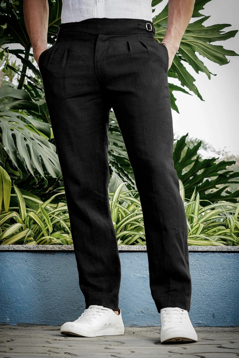 men-casual-linen-trouser-stylish-black-gurkha-pant-beach-party-wear