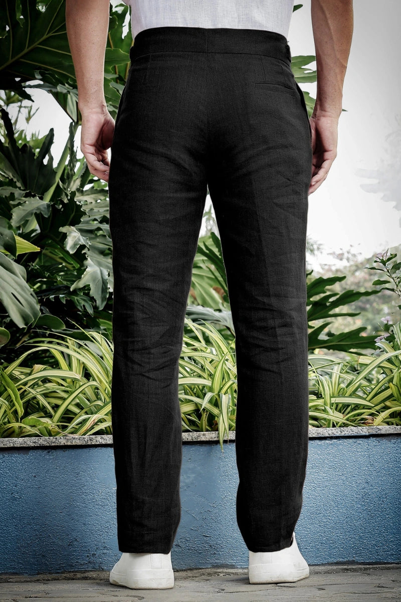 men-casual-linen-trouser-stylish-black-gurkha-pant-beach-party-wear