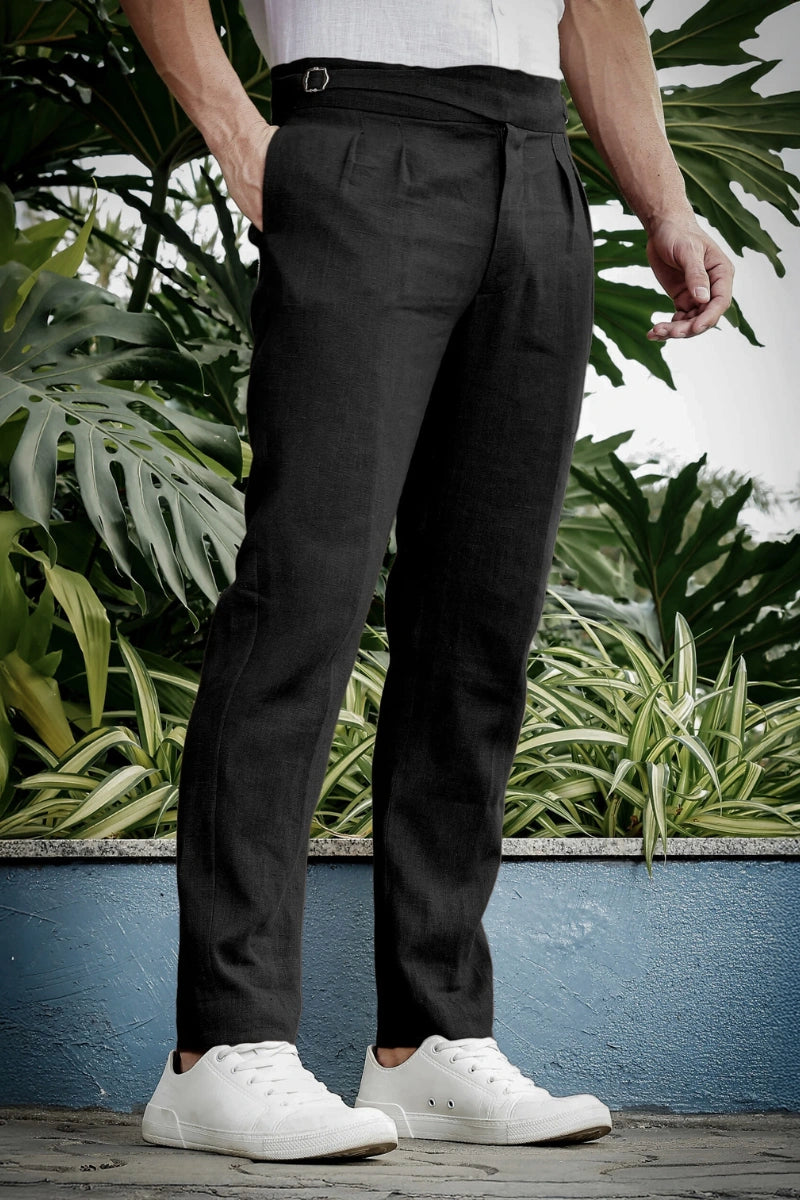 men-casual-linen-trouser-stylish-black-gurkha-pant-beach-party-wear