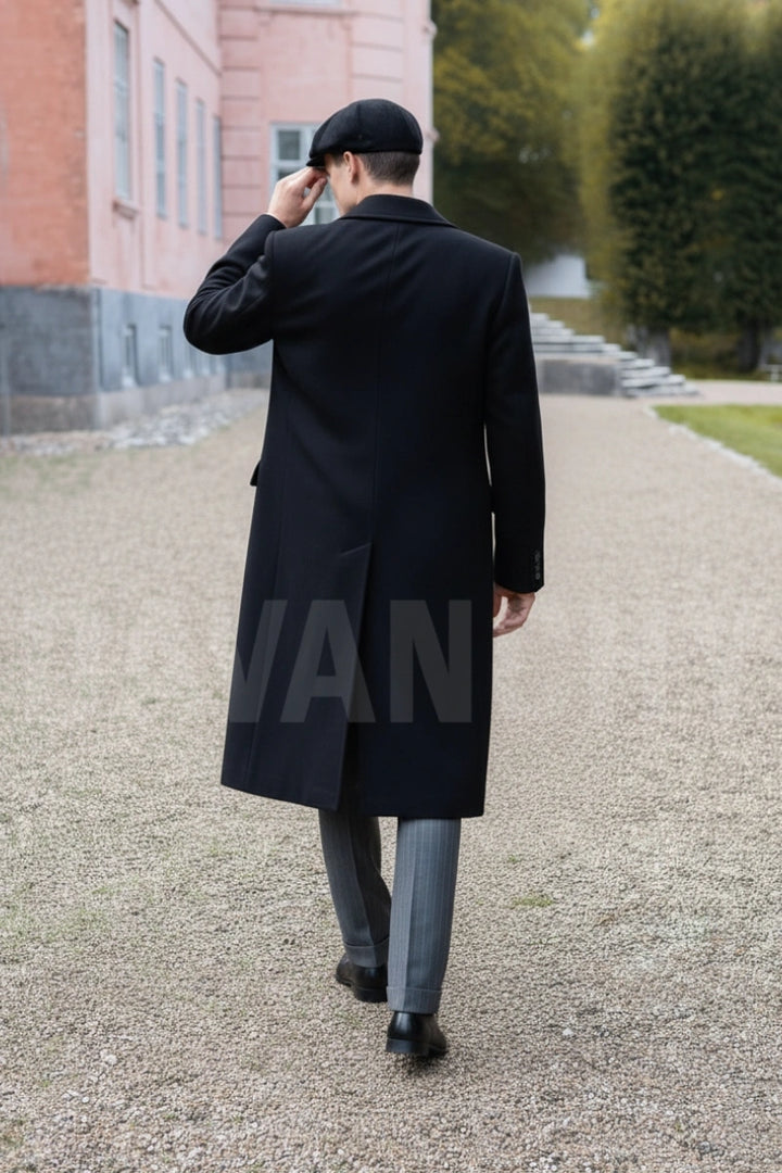 Stylish men peak lapel formal overcoat
