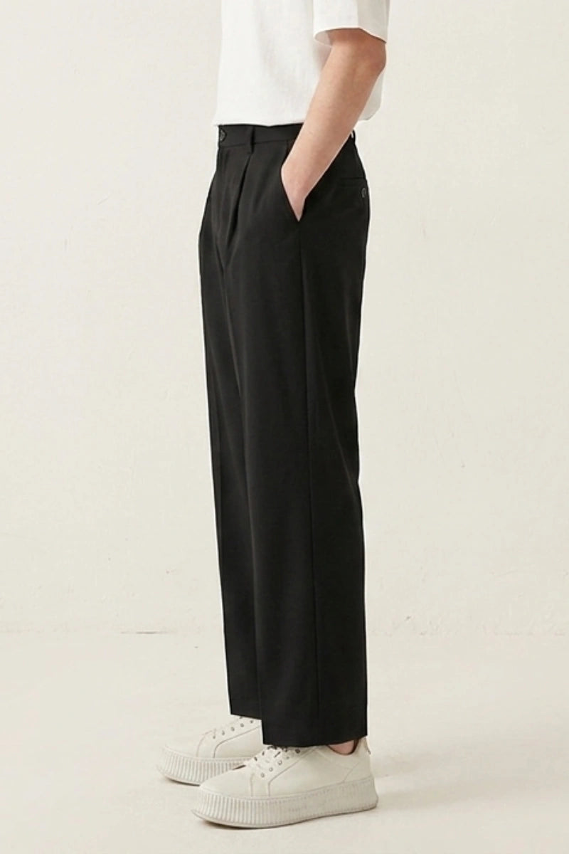 Black Pleated Pants For Men&