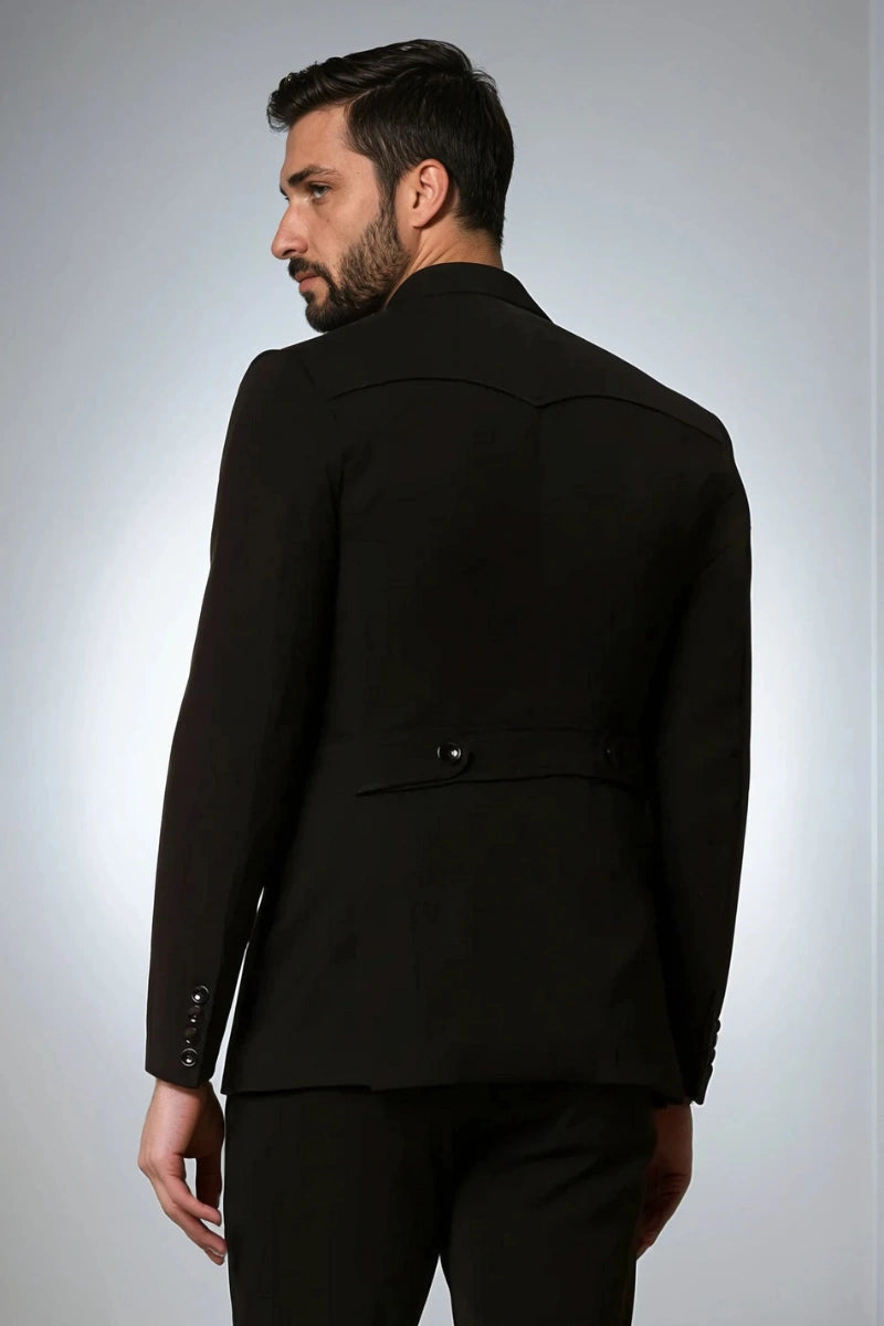 Safari black suit for Men with matching trouser-Back