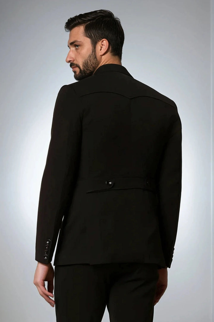 Safari black suit for Men with matching trouser-Back