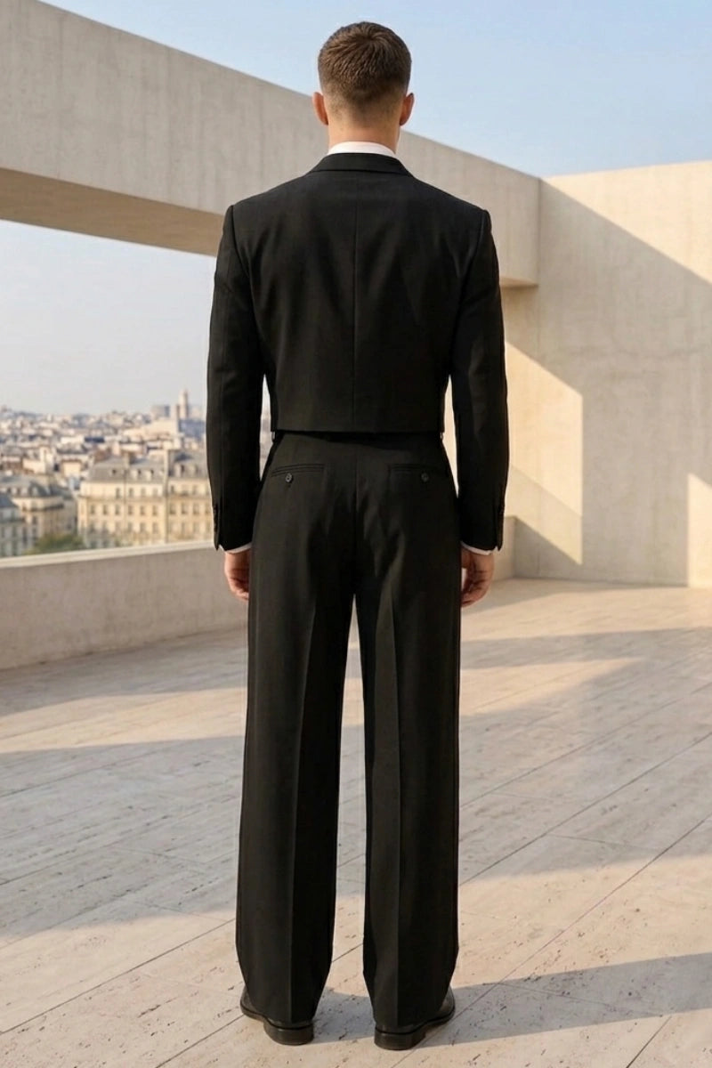 Black Vintage Wedding Tuxedo for Men's (Back)