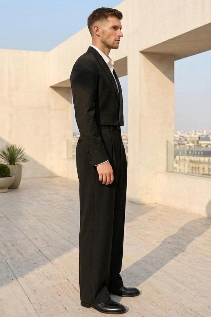 Black 70s Vintage Style Suit Men (Side)  