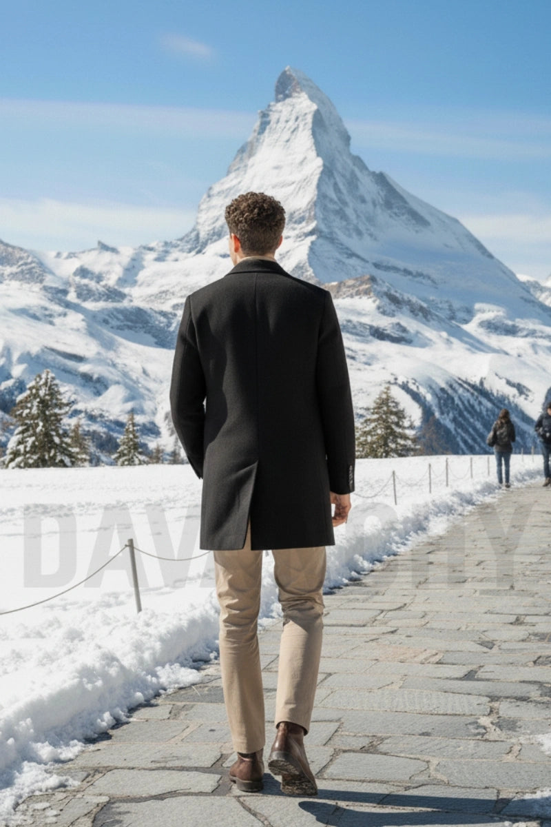 Luxury men wool trench coat