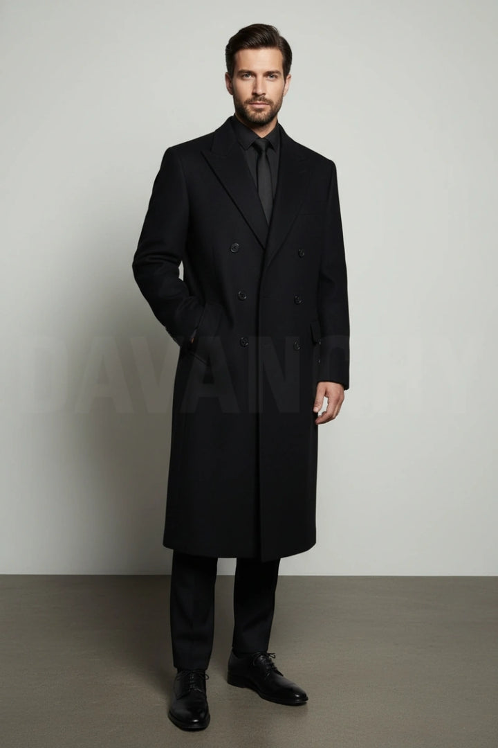 Men tweed winter wear overcoat-Front
