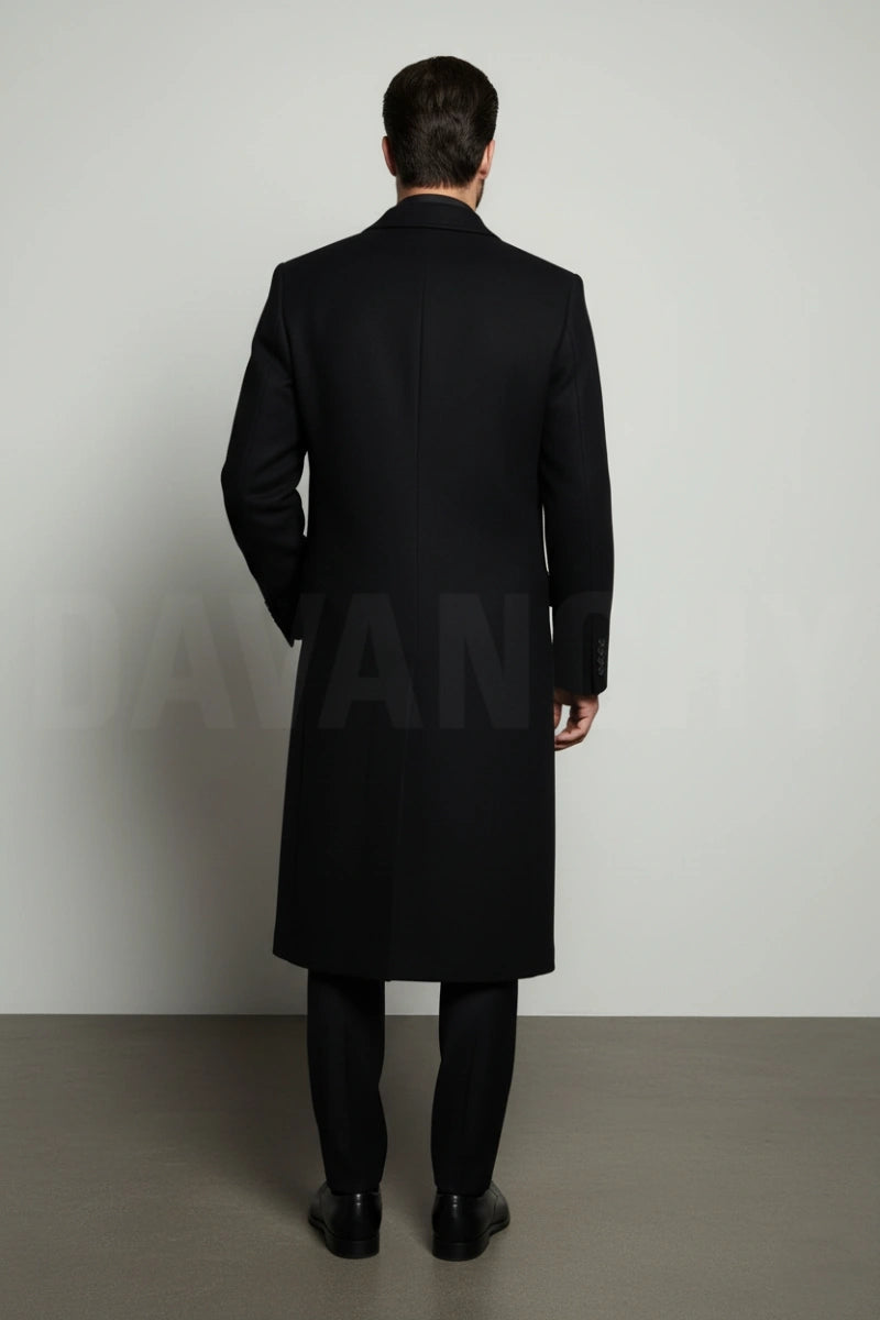 Men classic vintage long coat-back