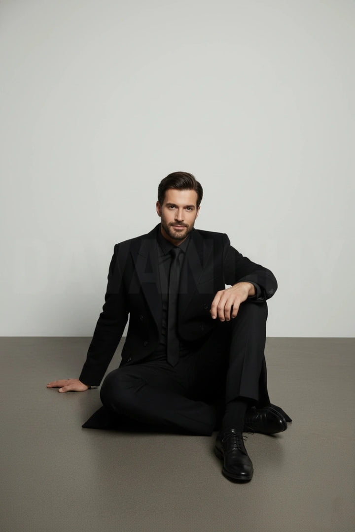 Black overcoat for men-front