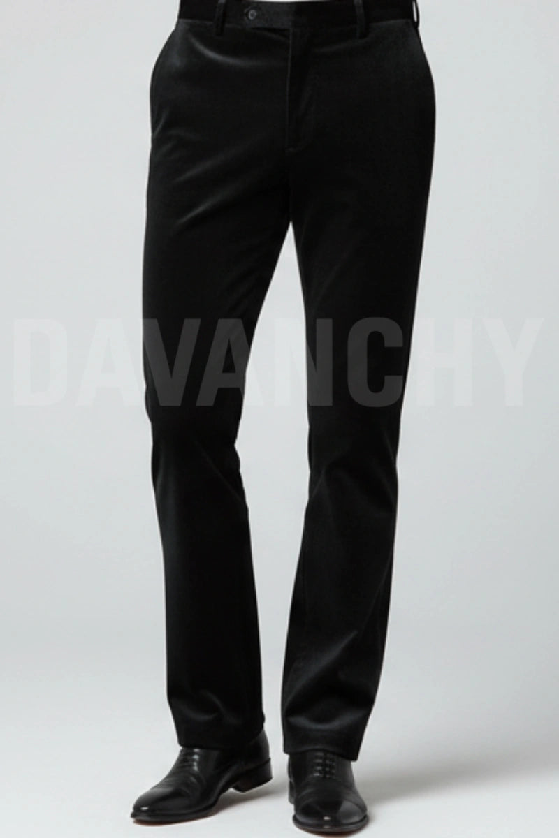 Premium black tailored trousers slim fit -Front
