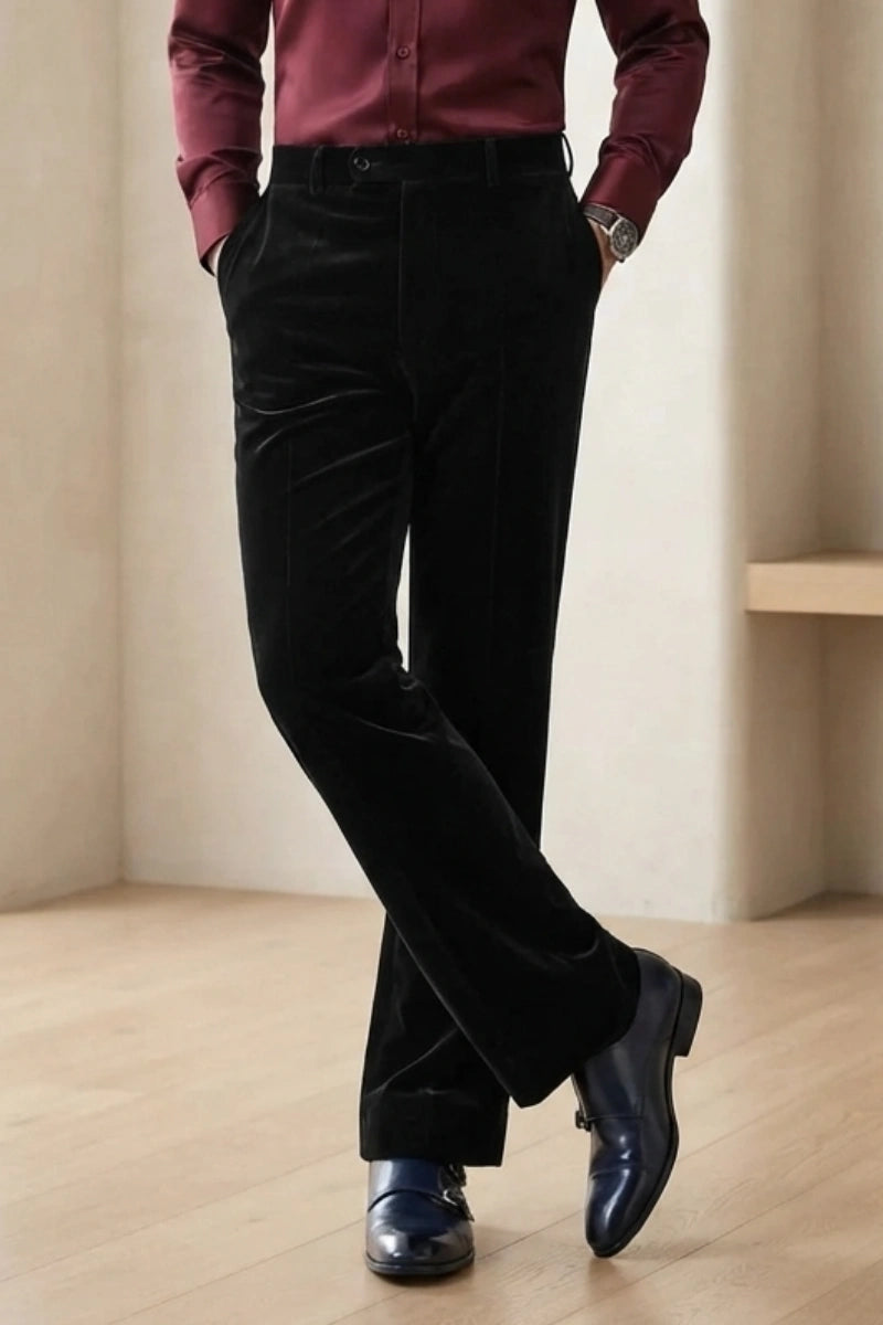 Black Velvet Trouser for Men (Front)  
