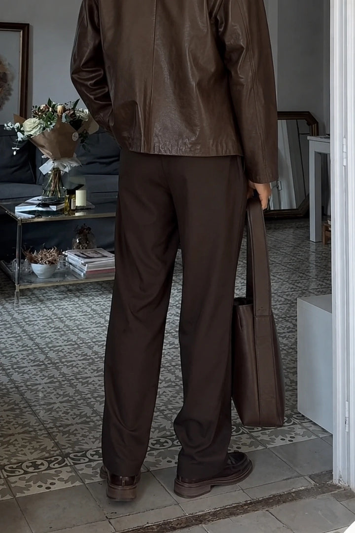 Men Premium Brown Formal Loose Fit Pant-Back