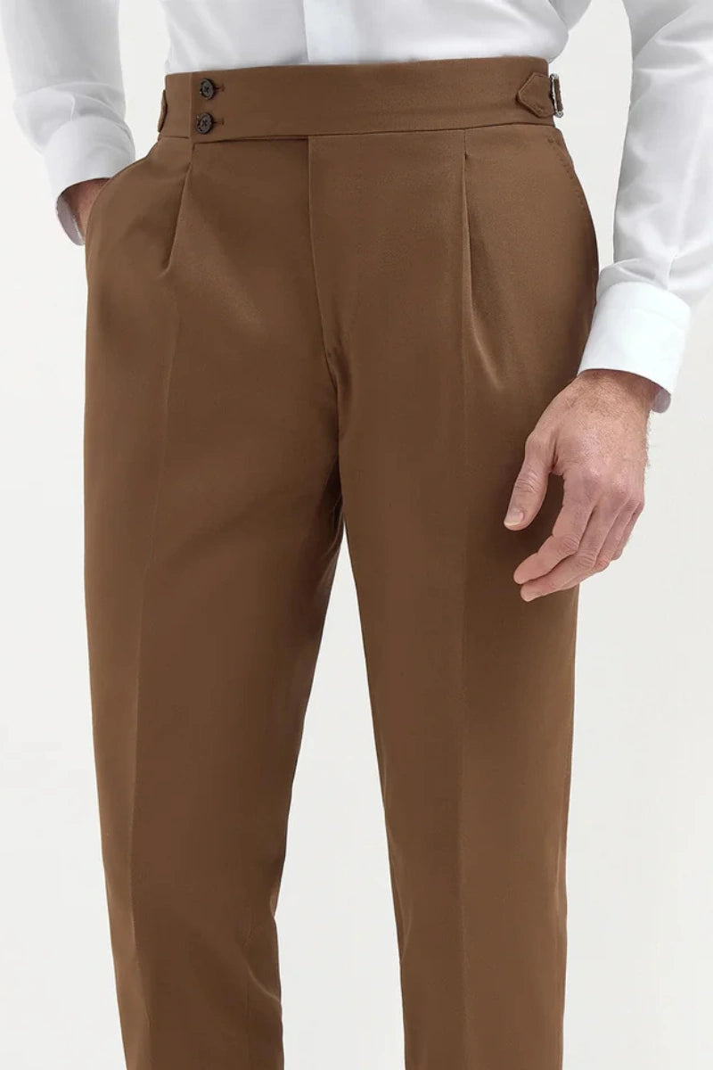 Men Brown Gurkha Pants Stylish Italian Gurkha Pant Trendy Style Formal Trouser