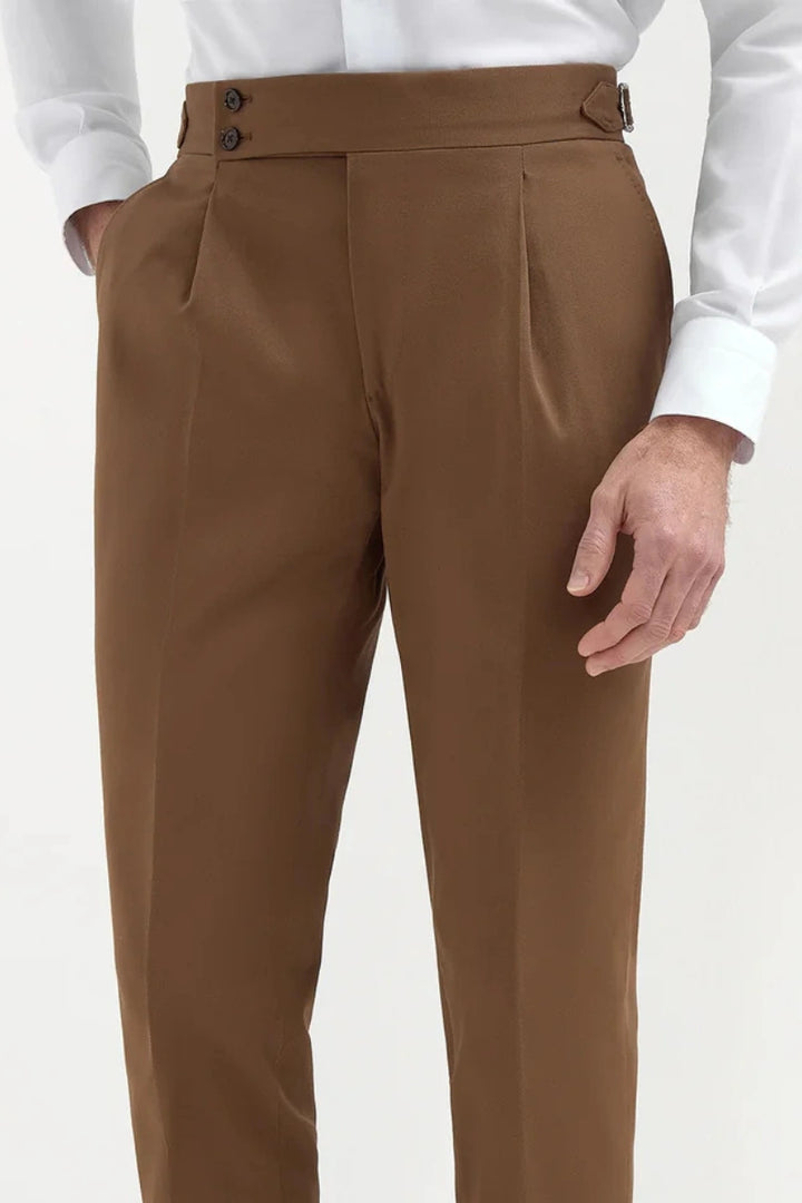 Men Brown Gurkha Pants Stylish Italian Gurkha Pant Trendy Style Formal Trouser