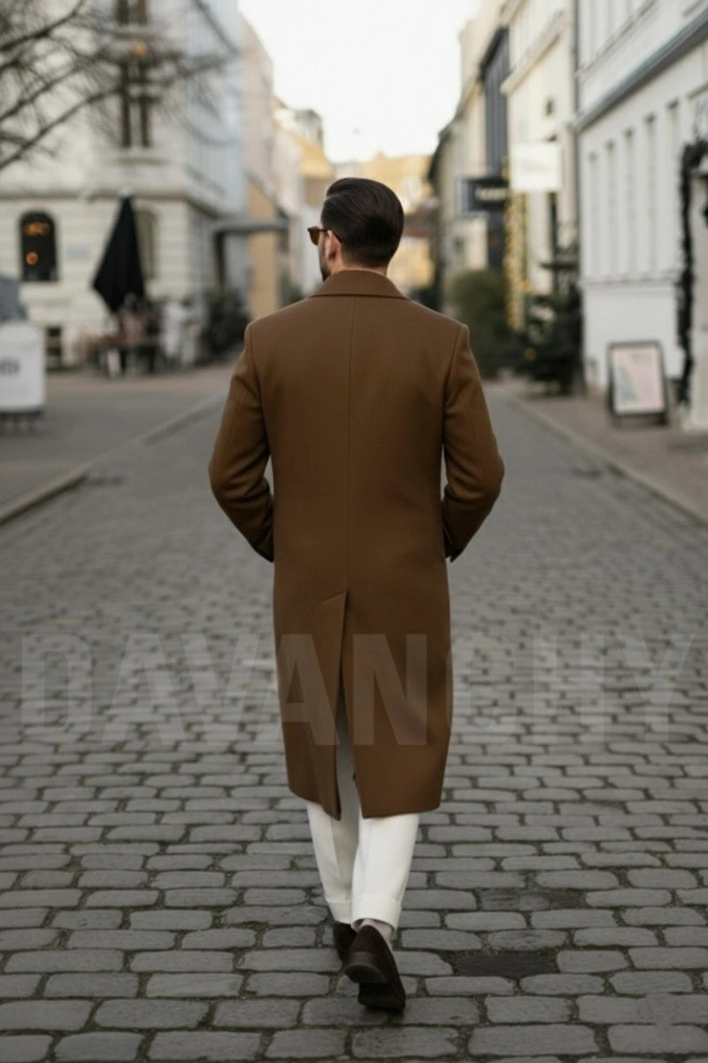 Elegant winter mens overcoat