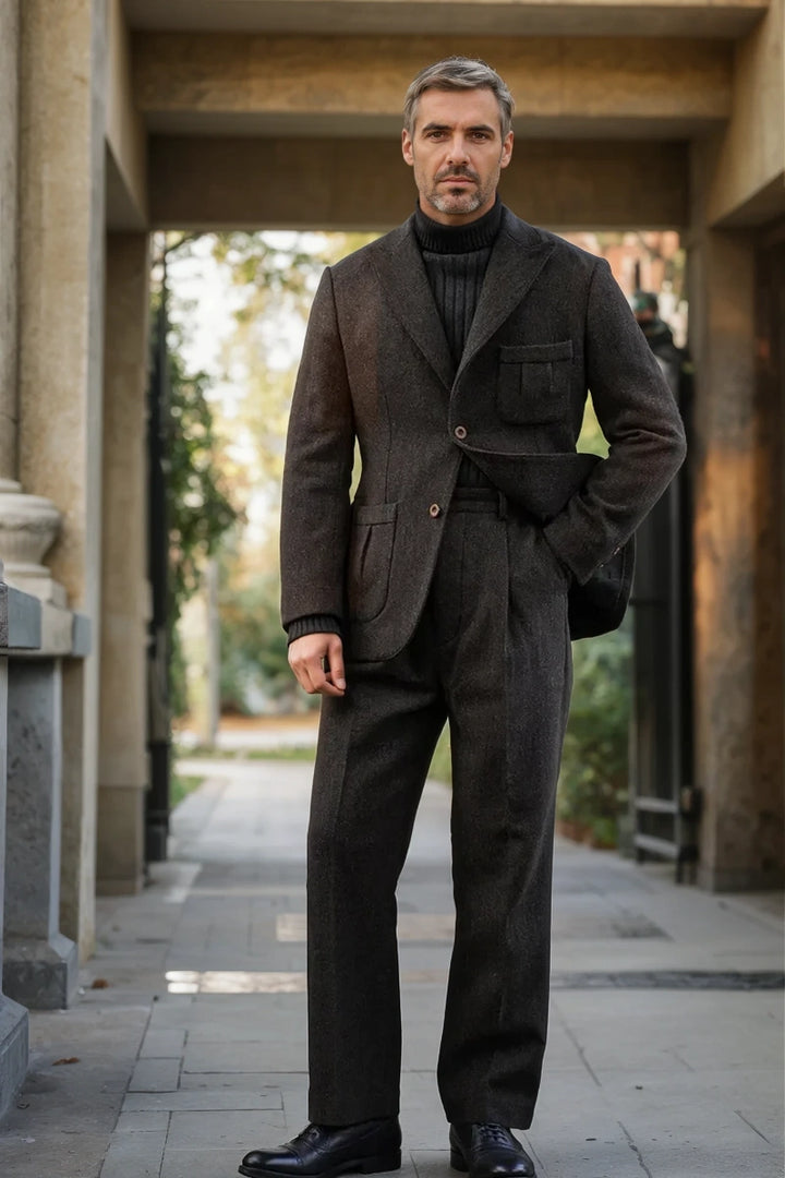Men Brown Vintage Two Piece Suit- DVY