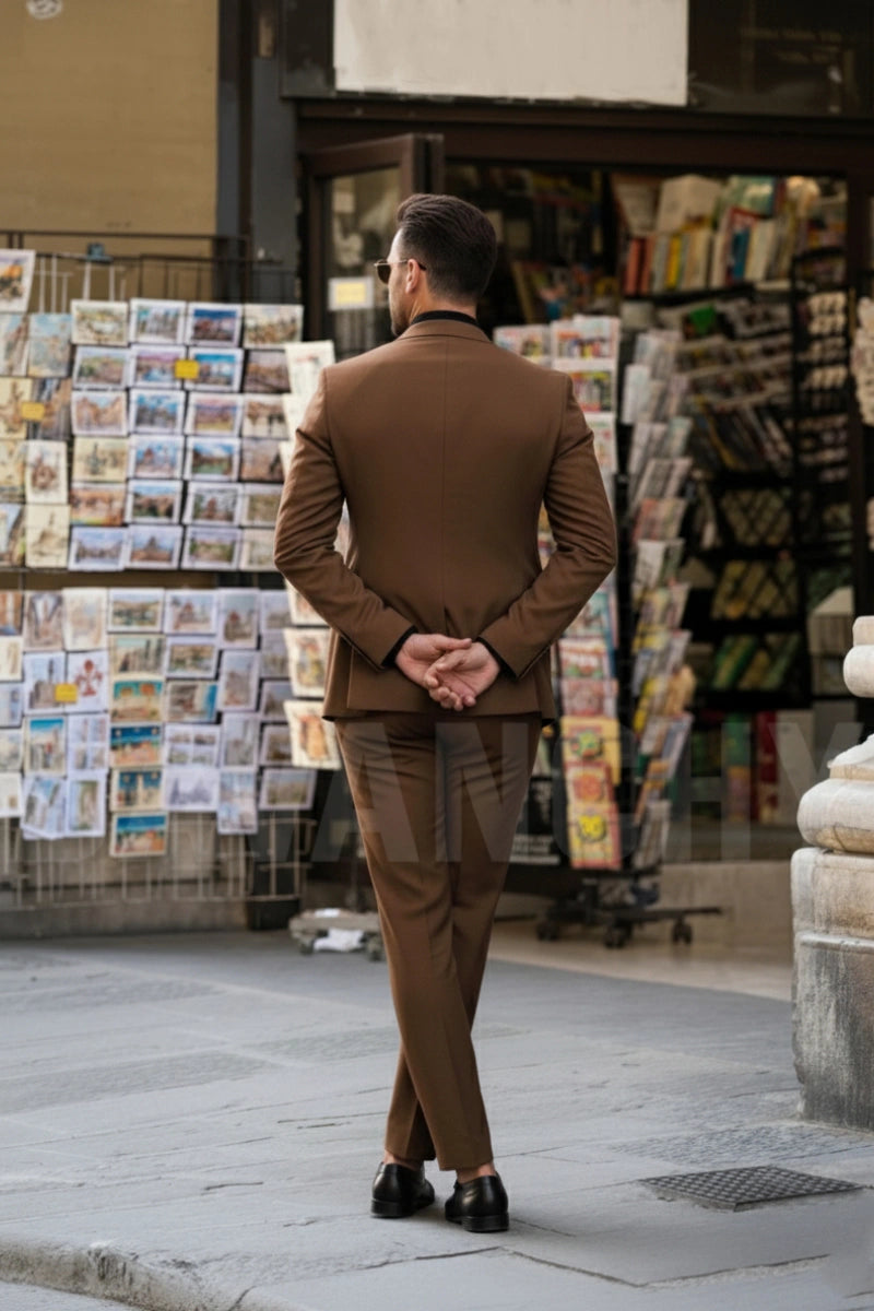 Classic Two Piece Brown Suit-Back