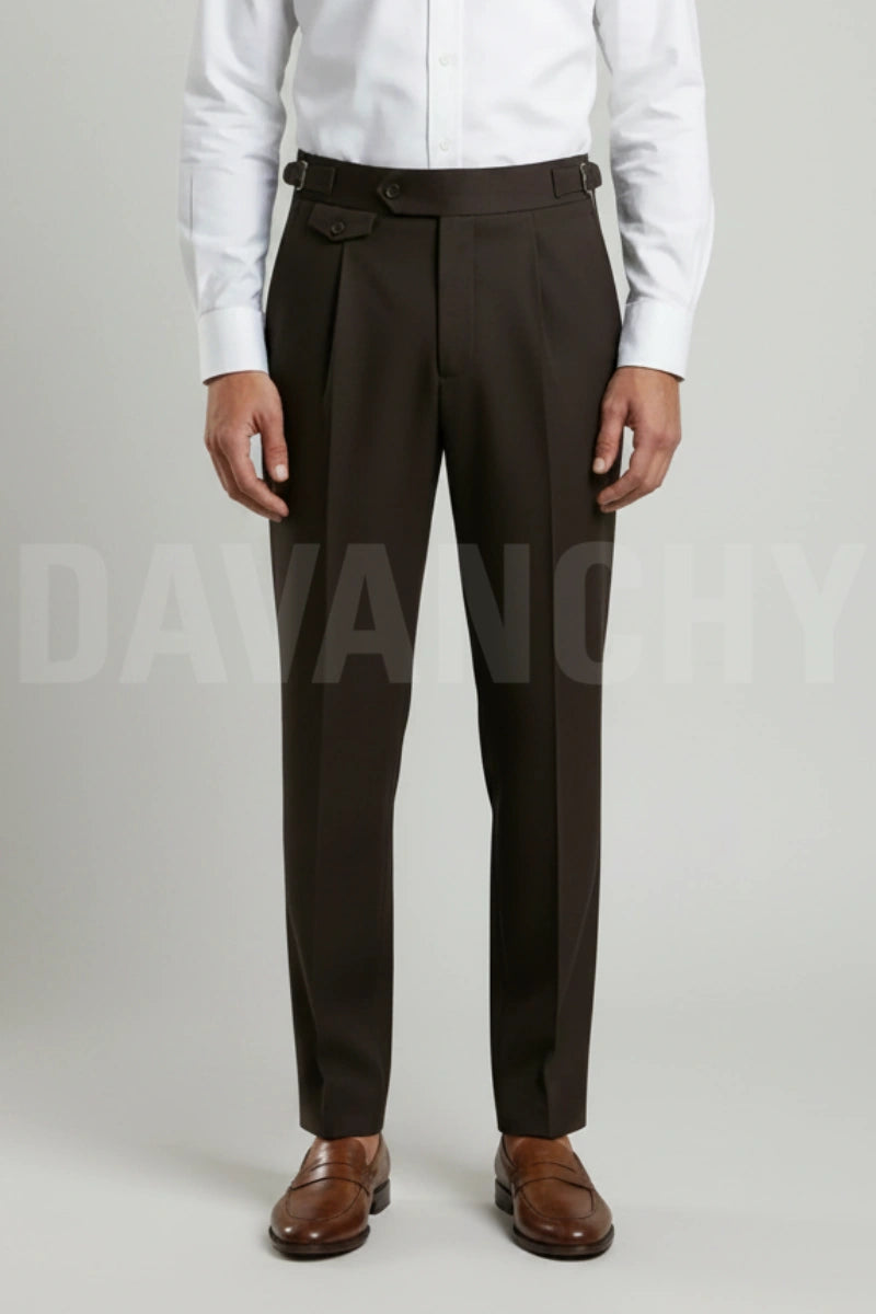 Men coffee brown gurkha pants-Front view