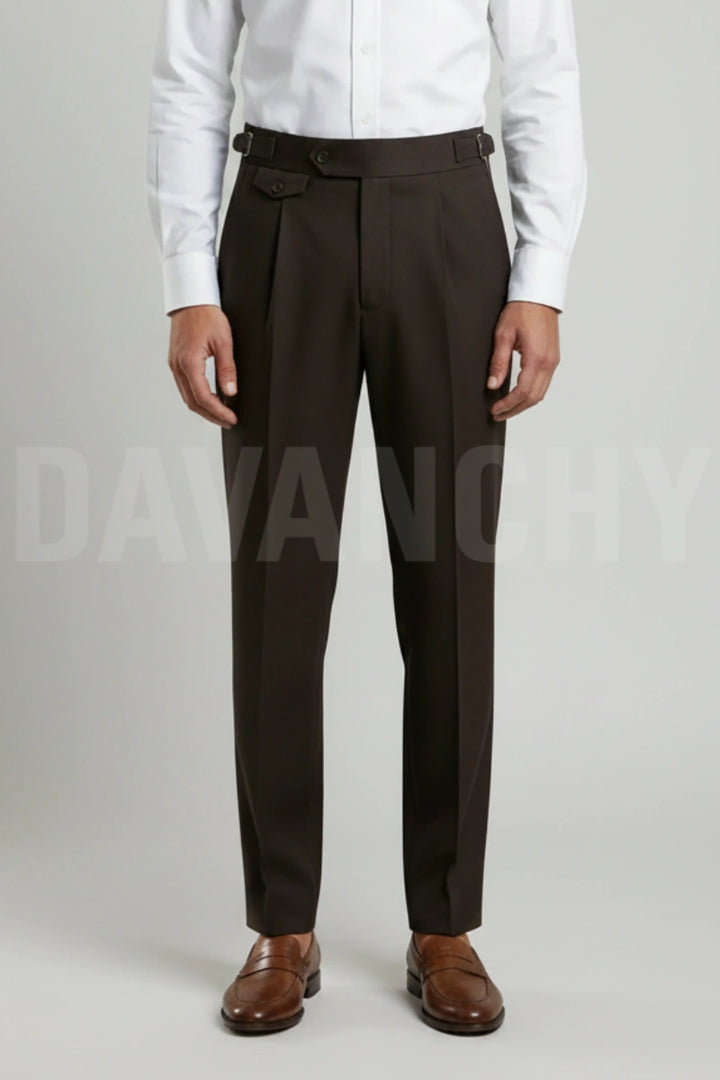 Men coffee brown gurkha pants-Front view