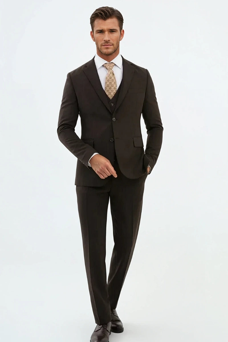 Men’s brown three piece suit-Front