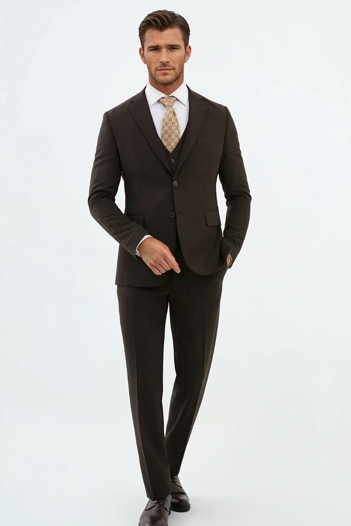 Men’s brown three piece suit-Front