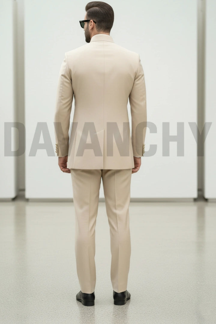 Premium cream bandhgala suit-Back
