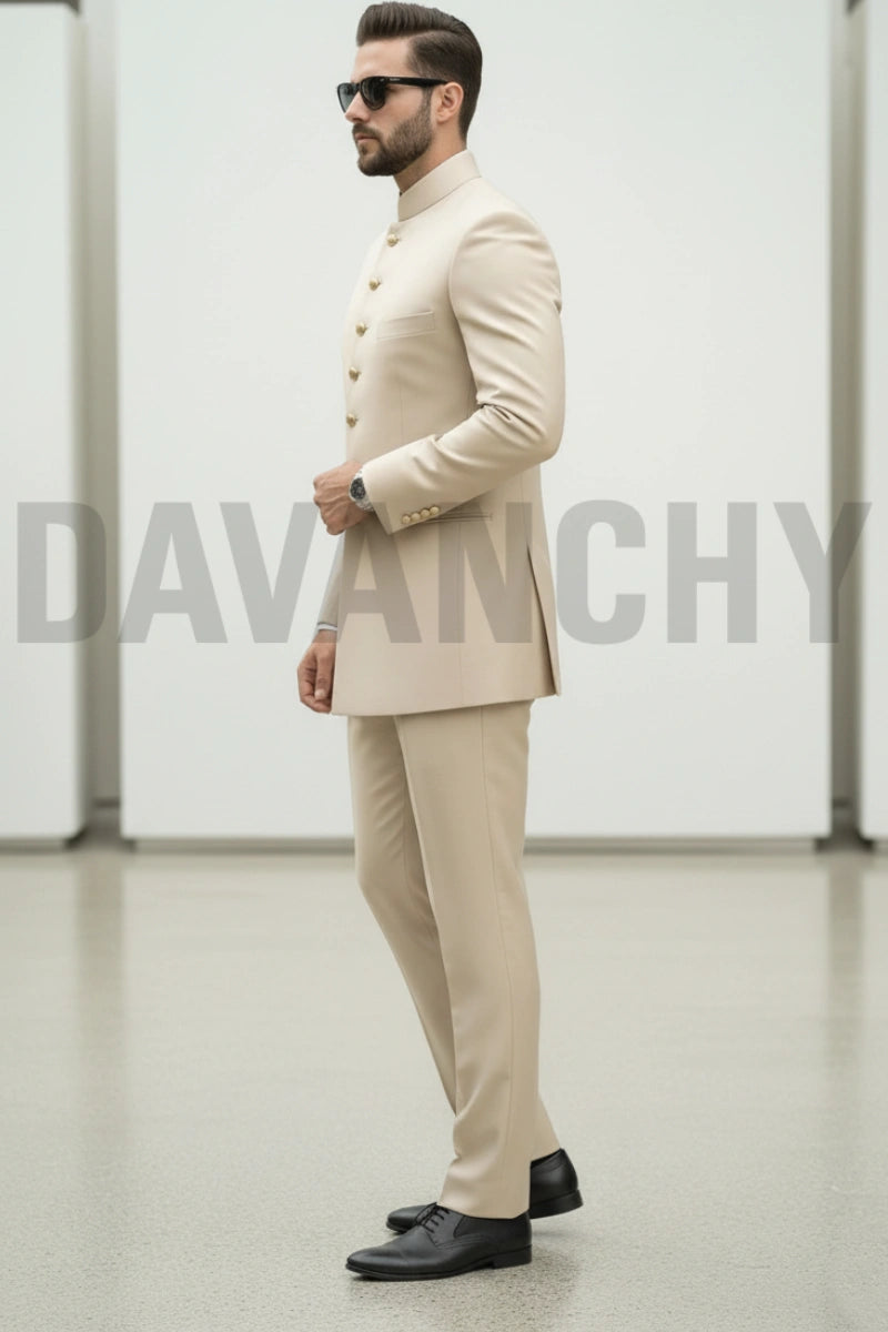 Men cream indo western suit-Side