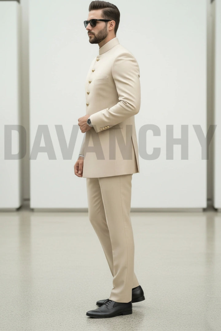 Men cream indo western suit-Side