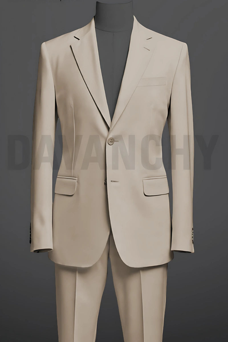 Men’s Cream Two-Piece Formal Suit-Front