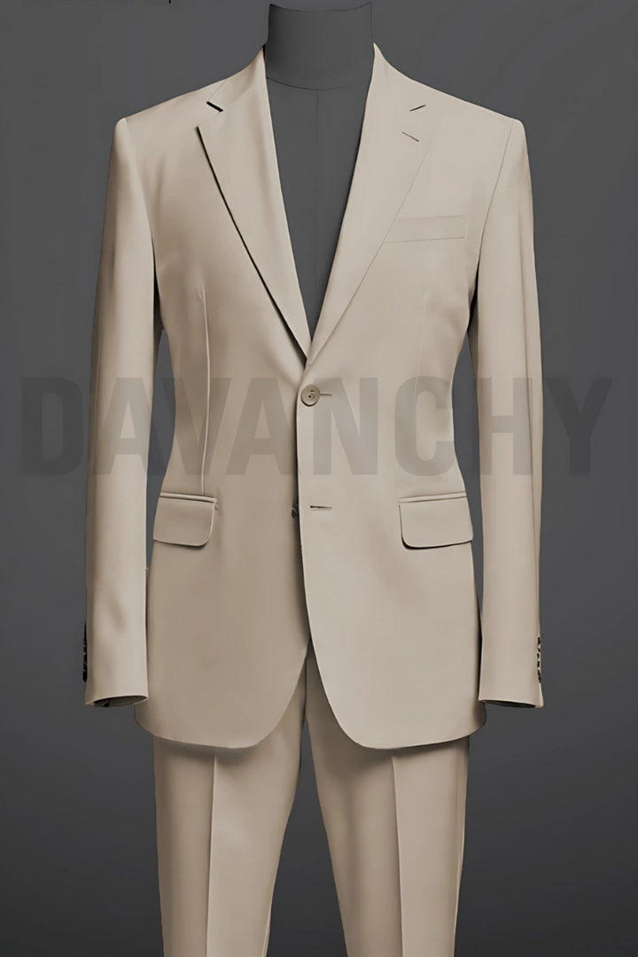 Men’s Cream Two-Piece Formal Suit-Front