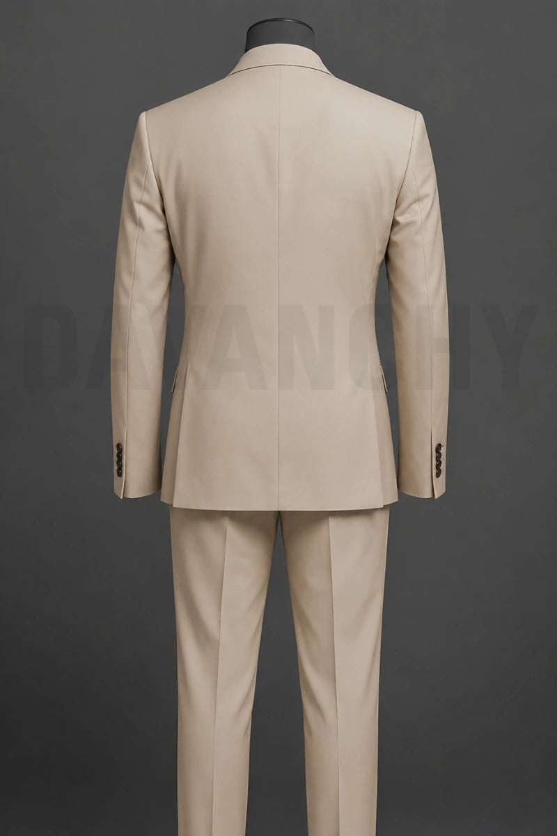 Men Premium Cream Two Piece Suit-Back