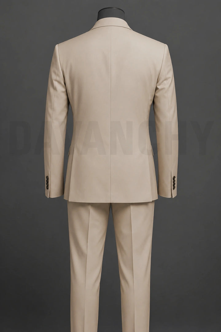 Men Premium Cream Two Piece Suit-Back