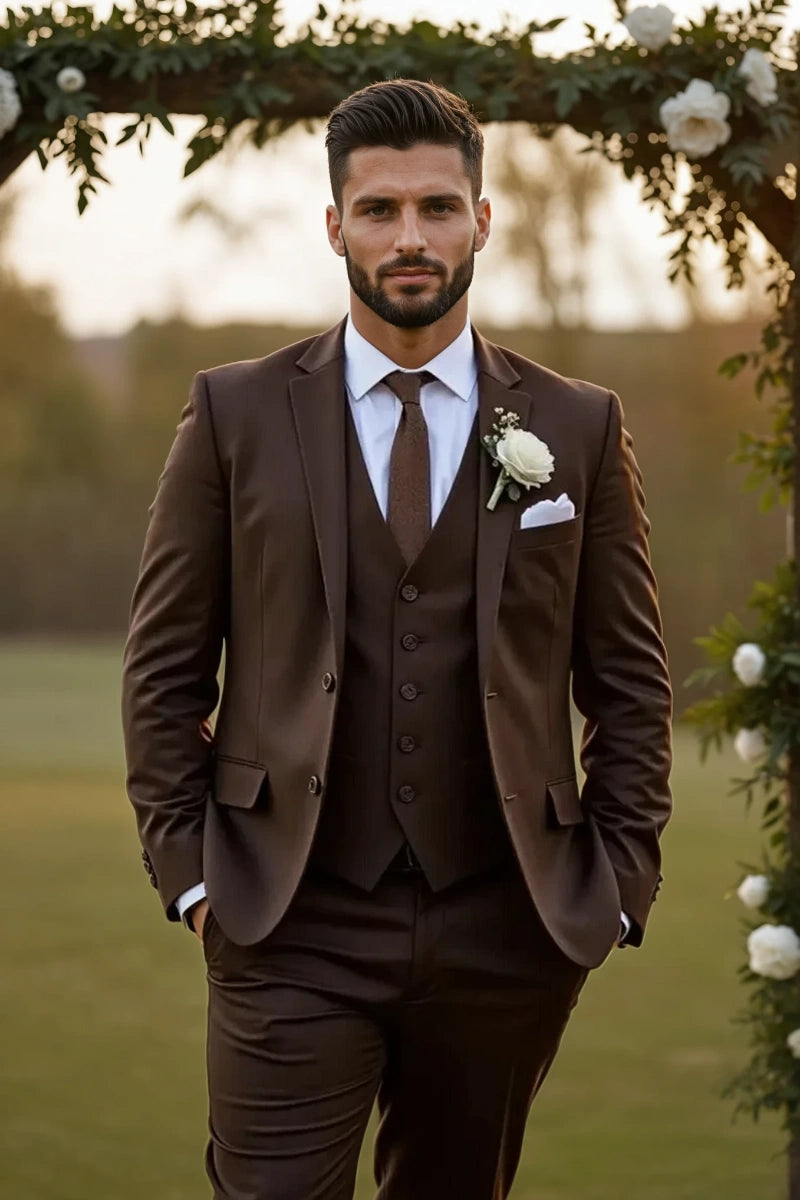 Men’s brown 3 piece suit-Front