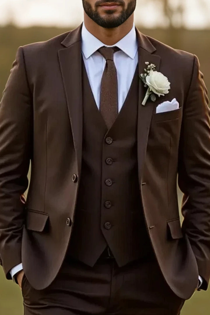 Custom made brown wedding suit-Front