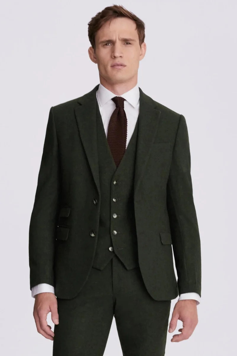 Men Olive Green Tweed Suit Winter Green Suit Wedding Wear DaVanchy 