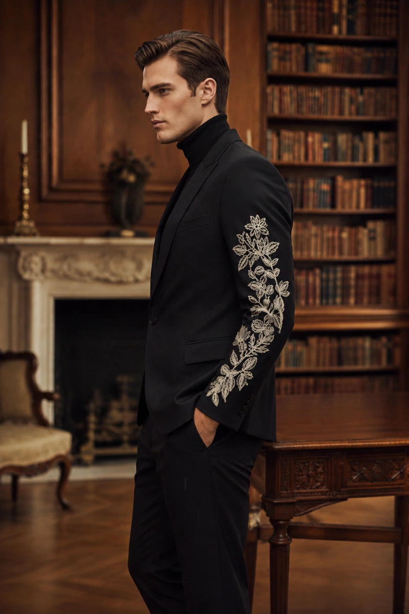 Men Premium Embroidered Blazer-Side