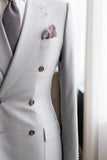 Men Double Breasted Blazer Grey Wedding Grey Coat Wear DaVanchy