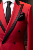 Tuxedo Red Blazer Wedding Coat red Dinner Wear Double Breasted DaVanchy