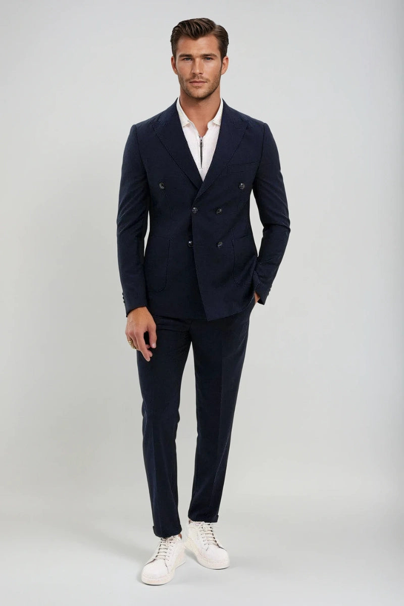 Best men double breasted casual suit online-Front