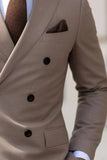 Men Beige Double Breasted Suit Wedding Suit Beige Dinner Suit DaVanchy 