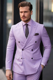 Double Breasted Suit Lavender Wedding Suit Dinner Suit Wear DaVanchy 