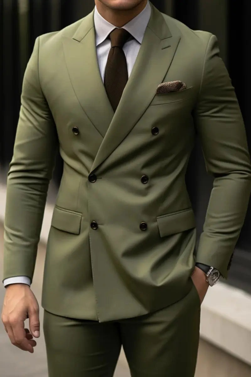 Men Olive Green 2 Piece Suit Green Suit Wedding Suits Green DaVanchy 