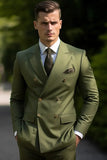 Men Olive Green 2 Piece Suit Green Suit Wedding Suits Green DaVanchy 