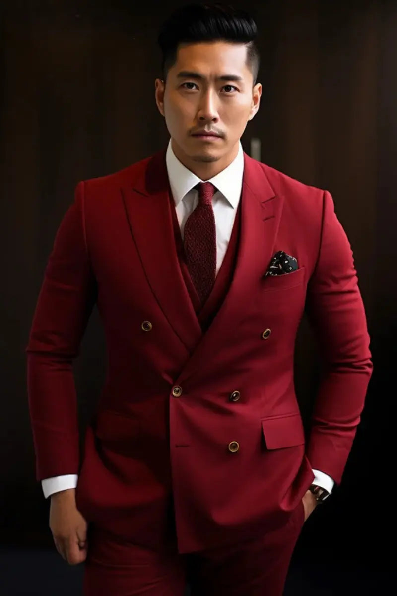 Men Red Suit Wedding Suit Dinner Suit Red Party Wear Suit DaVanchy 