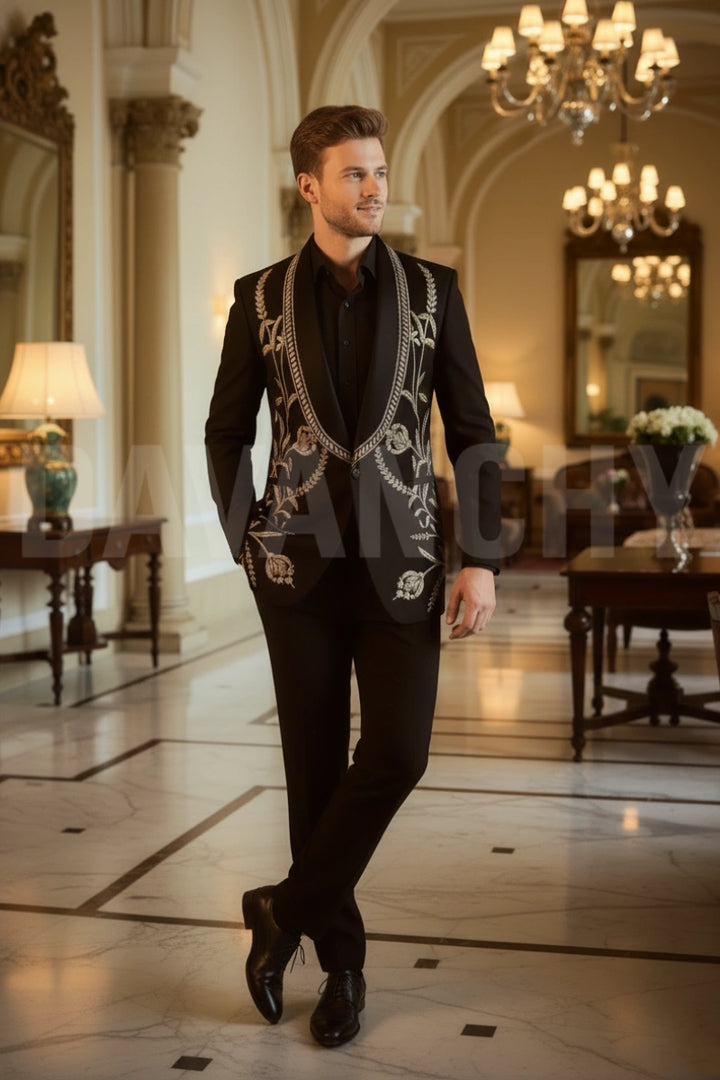 Luxury designer tuxedo for wedding and party wear-Front