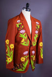 Men Embroidered Gentleman Blazer Designer Tailored Coat Rust DaVanchy