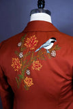 Men Embroidered Gentleman Blazer Designer Tailored Coat Rust DaVanchy