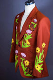 Men Embroidered Gentleman Blazer Designer Tailored Coat Rust DaVanchy