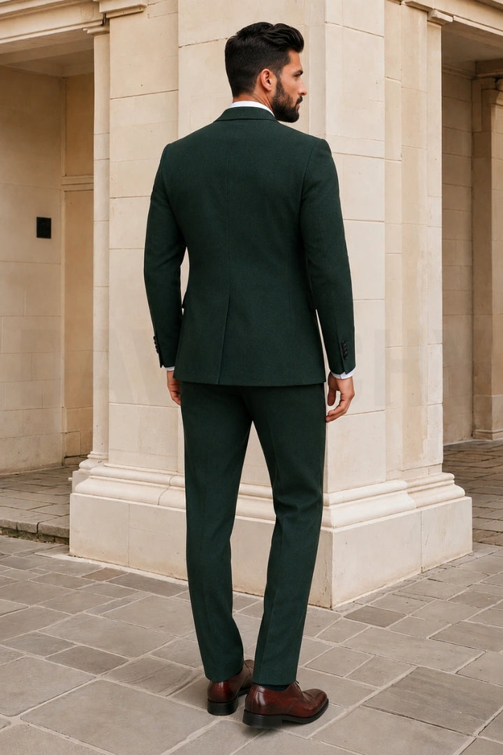 Elegant Emerald Green Blazer with Matching Trousers-Back